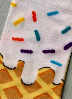 The Socks Hype 2 Pair Ice Cream Cone Socks - Cotton Blend Novelty Crew Socks | Crazy Colorful Patterned Cartoon Socks | Casual and Comfortable for Sizes 35-42  - Image 2