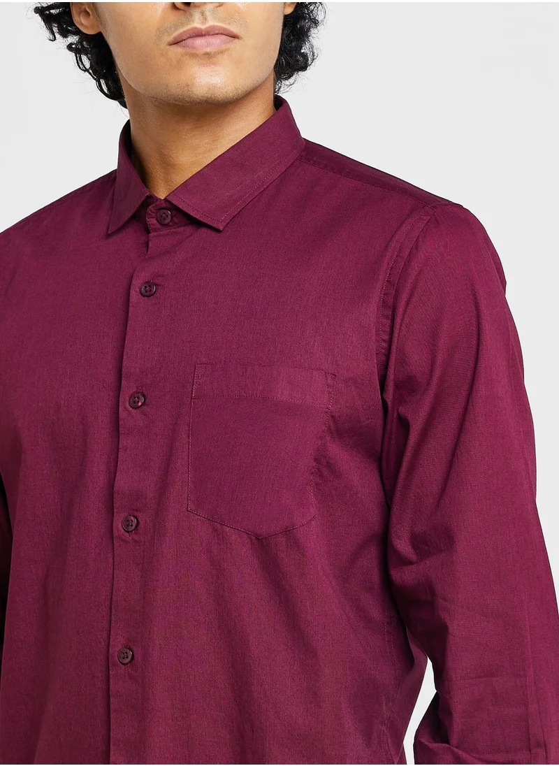 Seventy Five Men Burgundy Casual Shirt