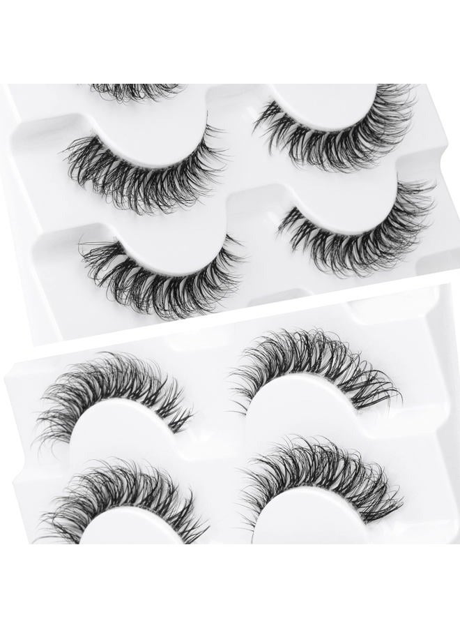 JIMIRE Demi-wispies Faux Mink Eyelashes with Clear Band Russian Strip Lashes Fluffy Natural Look Wispy Light 13MM Short False Eyelashes Invisible Small 3D Fake Lashs Pack 7 Pairs - Image 4