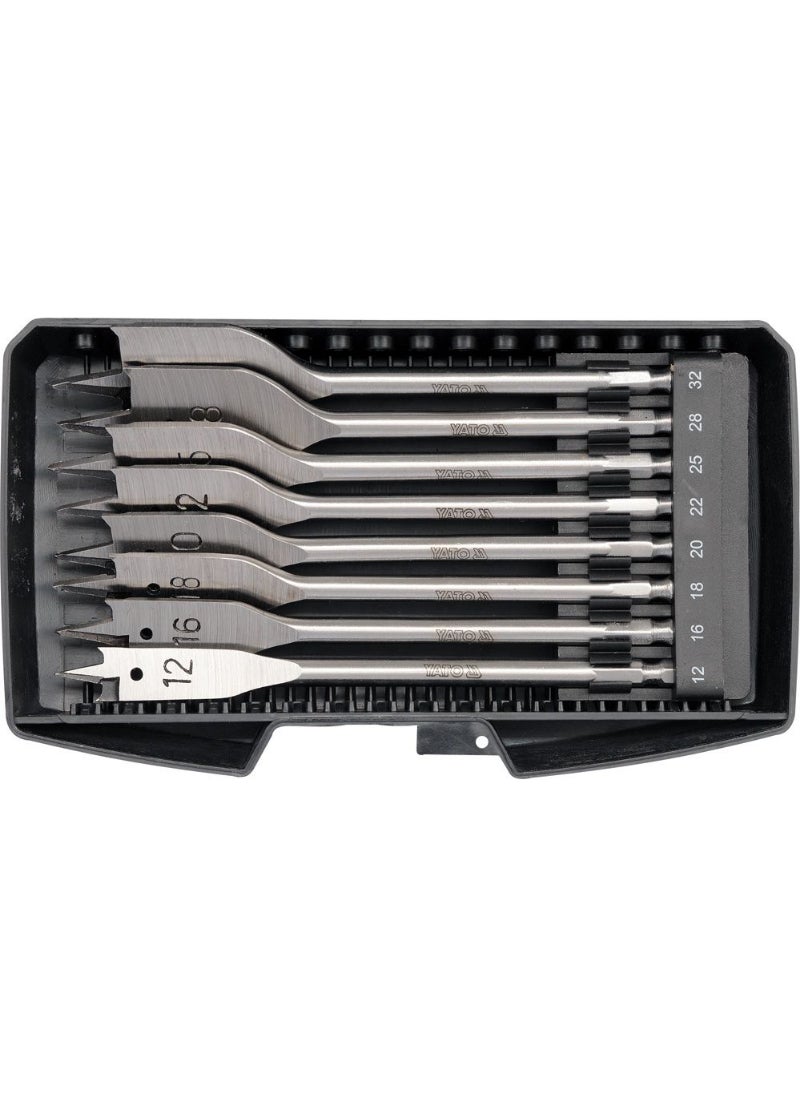 Yato YATO Flat Wood Drill Bit Set 8Pcs (12-16-18-20-22-25-28-32mm) YT-3259 