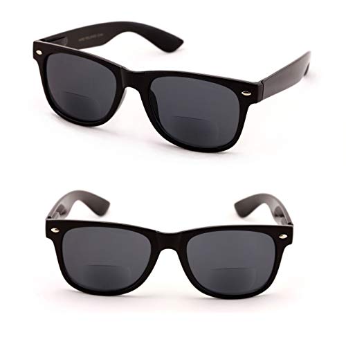 V.W.E Classic Bifocal Outdoor Reading Sunglasses - Comfortable Stylish Simple Readers Magnification (2 Black Lens, 2.25) - Image 4