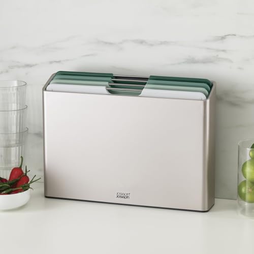 Joseph Joseph Folio 4Piece Colour coded Cutting Board Set Slimline case for organized Kitchen storage Sage Green - Image 3