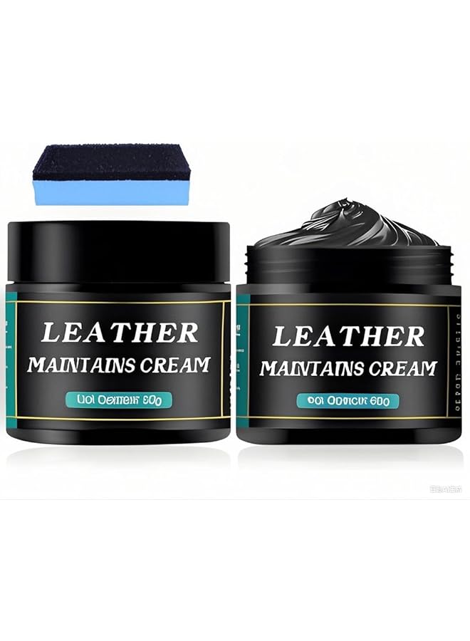 KASTWAVE Leather Recoloring Balm, Scratch Repair Leather Paint With Sponge, Dark Gray Leather Color Restorer For Furniture, Couches, Car Seats, Shoes, Bags, Repair Faded, Cracked=Leather, 2Pcs 50 Ml - Image 1