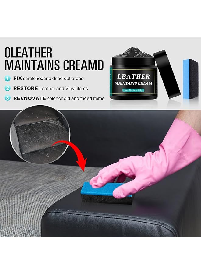 KASTWAVE Leather Recoloring Balm, Scratch Repair Leather Paint With Sponge, Dark Gray Leather Color Restorer For Furniture, Couches, Car Seats, Shoes, Bags, Repair Faded, Cracked=Leather, 2Pcs 50 Ml - Image 4