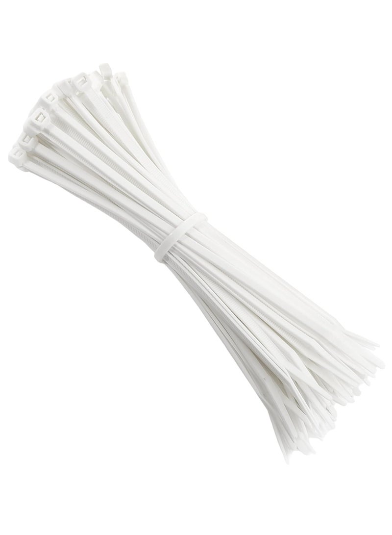 Loquat Cable Ties 250mm x 5mm - White Nylon Zip Tie Wrap - Self-Locking for Home, Office, Garden, Garage, and Workshop (Pack of 100) - Image 1