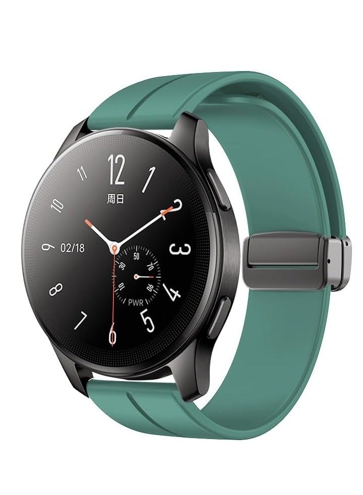 ELTRAZONE Magnetic Silicone Watch Band Strap – Quick Release Soft Sport Strap for Men & Women – Skin-Friendly, Sweat-Resistant Band with Magnetic Folding Clasp – Compatible with 16mm, 18mm, 19mm, 20mm, 22mm Watches – Ideal for Daily & Sports Wear Pine Needles Green - Image 5