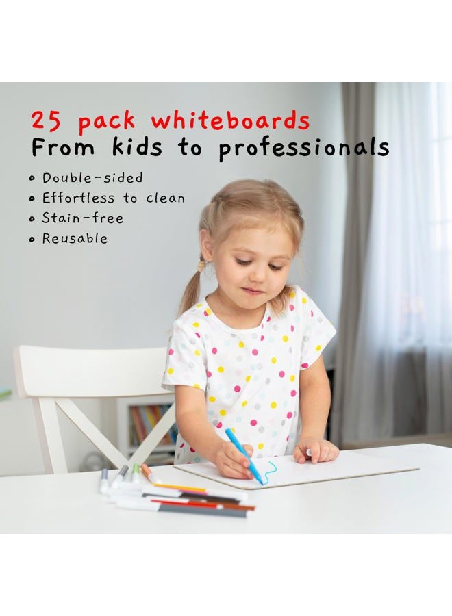 Board Geeks 25 Pack Dry Erase Lapboards 9 inch by 12 inch Large Whiteboard White Board Set Great for Teachers, Students, Children, Classroom Reusable, Durable, Portable, Single Sided Whiteboard - Image 2