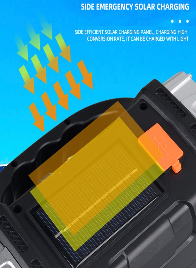 Multifunctional Flashlight High Lumen Solar LED Camping Light Portable Work Light with Front  Rear Dual Light Sidelight Support 7 Light Modes Power Bank Function for Outdoor Camping Hiking Adventure - Image 3