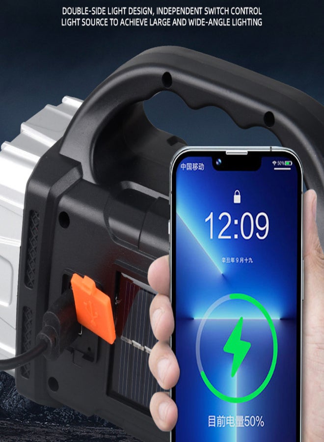 Multifunctional Flashlight High Lumen Solar LED Camping Light Portable Work Light with Front  Rear Dual Light Sidelight Support 7 Light Modes Power Bank Function for Outdoor Camping Hiking Adventure - Image 2