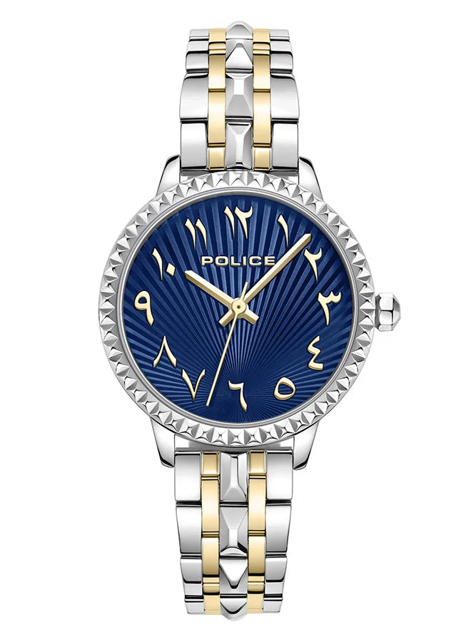 بوليس Mopion Watch For Women Blue Dial And Silver & Yellow Gold Two Tone Metal Bracelet