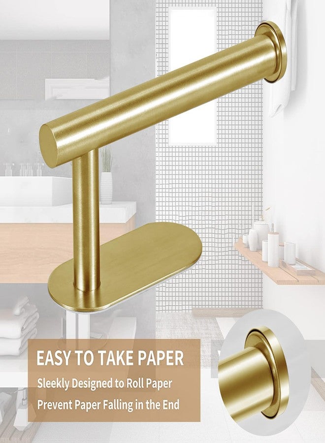 JOPOFI Toilet Paper Holder - Self Adhesive Toilet Paper Holder Wall Mount for Bathroom, SUS 304 Stainless Steel Command Strip Toilet Paper Roll Holder Stick On Wall, No Drilling - Brushed Gold - Image 3