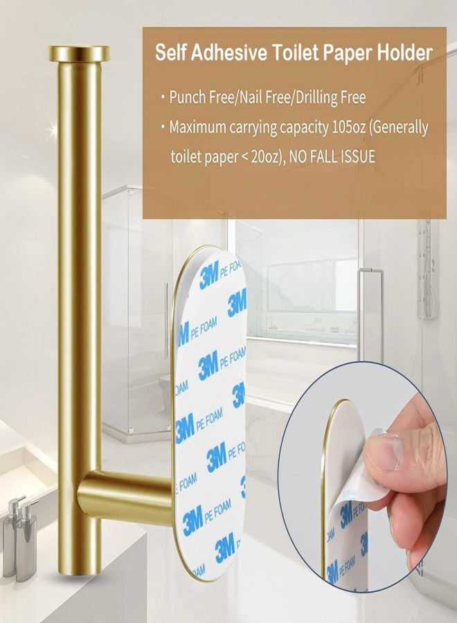 JOPOFI Toilet Paper Holder - Self Adhesive Toilet Paper Holder Wall Mount for Bathroom, SUS 304 Stainless Steel Command Strip Toilet Paper Roll Holder Stick On Wall, No Drilling - Brushed Gold - Image 4