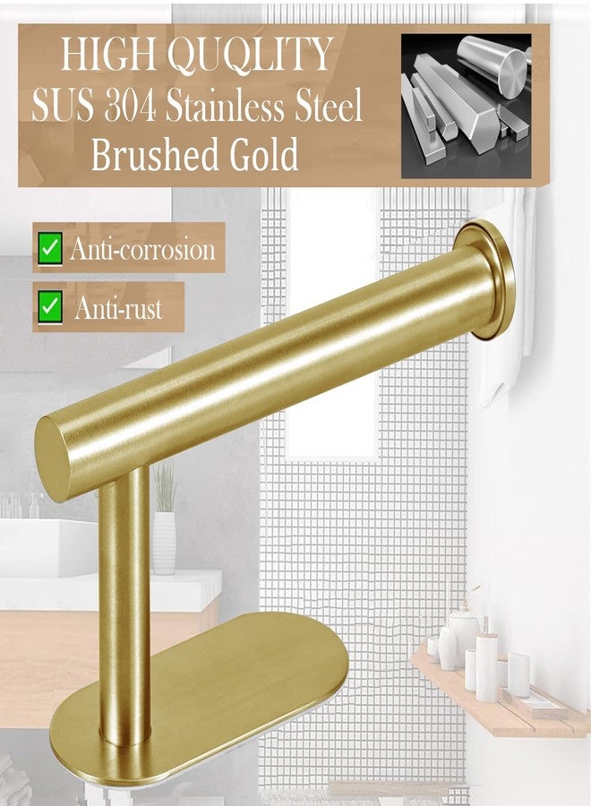 JOPOFI Toilet Paper Holder - Self Adhesive Toilet Paper Holder Wall Mount for Bathroom, SUS 304 Stainless Steel Command Strip Toilet Paper Roll Holder Stick On Wall, No Drilling - Brushed Gold - Image 2