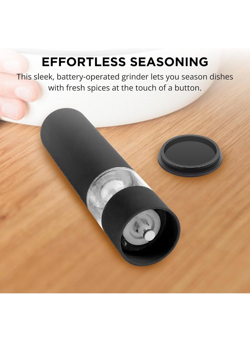 مطحنة فلفل وملح كهربائية أتوماتيكية - تشغيل بيد واحدة، خشونة قابلة للتعديل، تعمل بالبطاريات - أداة مطبخ سهلة (أسود) - Image 3