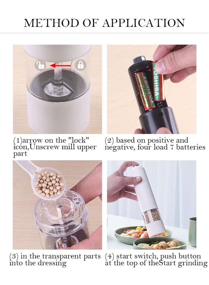 مطحنة فلفل وملح كهربائية أتوماتيكية - تشغيل بيد واحدة، خشونة قابلة للتعديل، تعمل بالبطاريات - أداة مطبخ سهلة (أسود) - Image 4