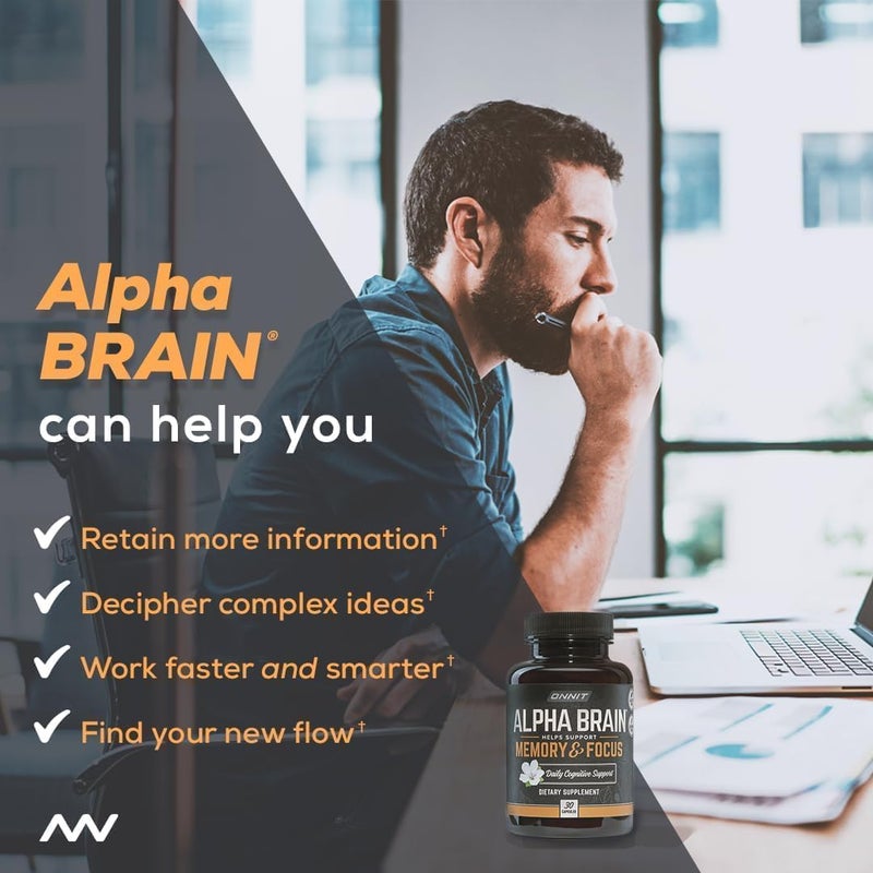 ONNIT Alpha Brain 270ct  Premium Nootropic Brain Supplement  Focus Concentration  Memory  Alpha GPC L Theanine  Bacopa Monnieri - Image 5