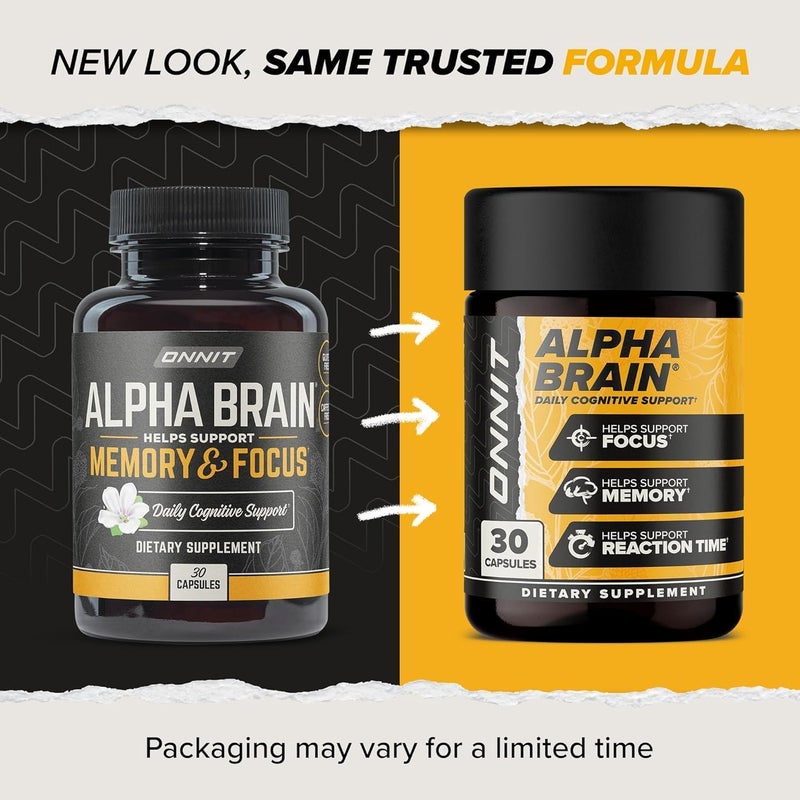 ONNIT Alpha Brain 270ct  Premium Nootropic Brain Supplement  Focus Concentration  Memory  Alpha GPC L Theanine  Bacopa Monnieri - Image 3