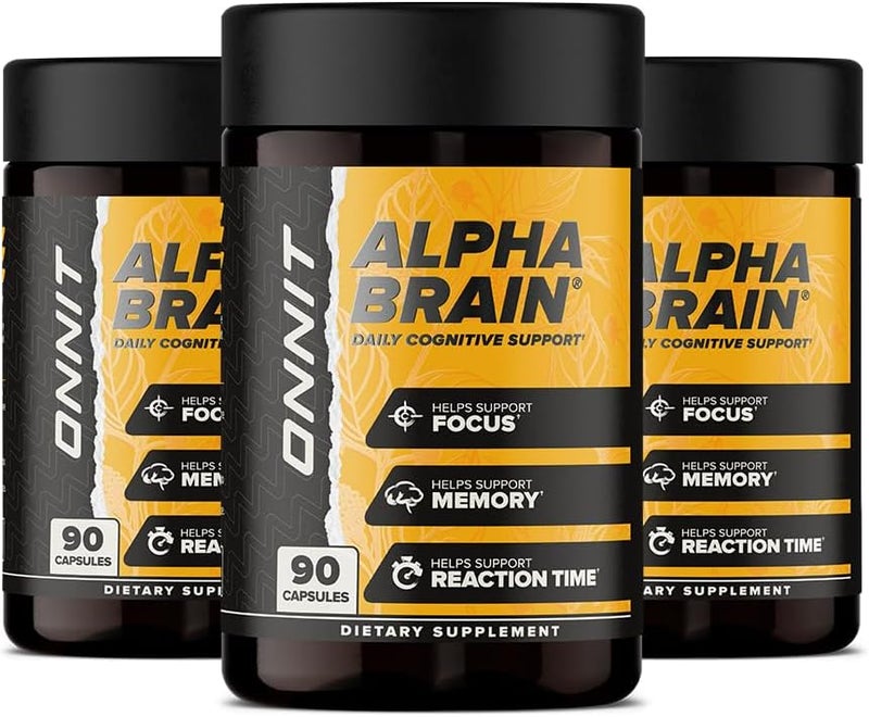 ONNIT Alpha Brain 270ct  Premium Nootropic Brain Supplement  Focus Concentration  Memory  Alpha GPC L Theanine  Bacopa Monnieri - Image 1