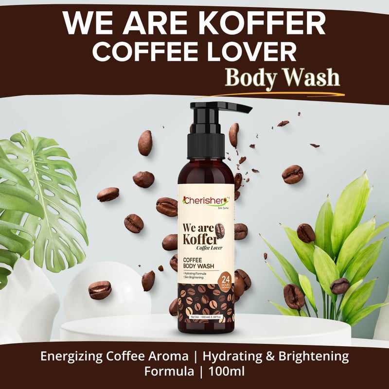 Cherisher Koffer Coffee Body Wash for Men & Women | 100ml Tan Removal & Natural Exfoliating Shower Gel | 24-Hour Freshness & Hydration | Gentle Formula for All Skin Types | Body Wash Under 100 - Image 2