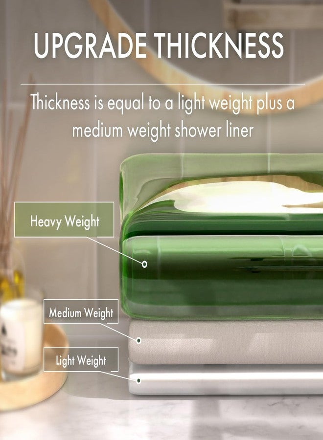 AmazerBath No Hook Shower Curtain Liner, 100% EVA Heavy Duty Hookless Shower Curtain and Liner 3-in-1, 72x75 Luxury Soft Shower Liner with 3 Heavyweight Stones, Clear Green - Image 3