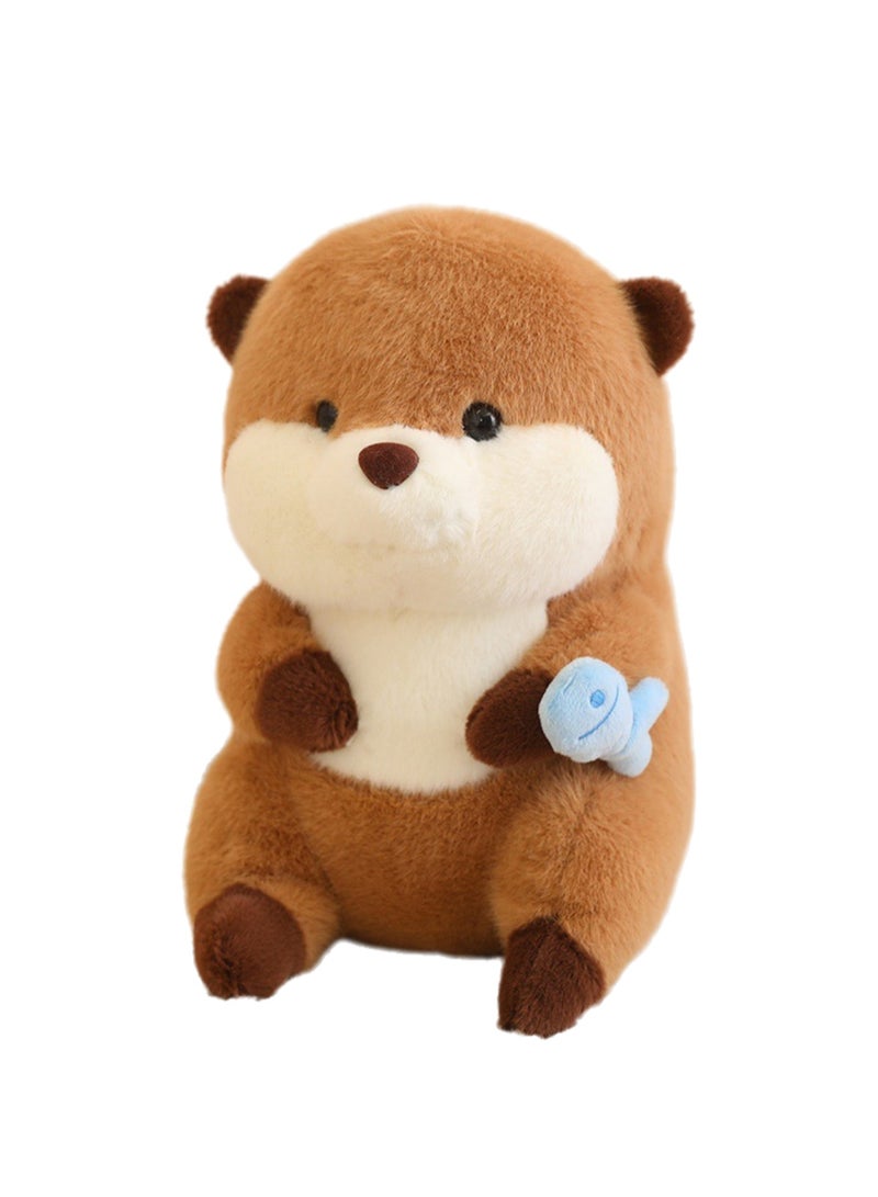 Cartoon Capybara Doll Loves to Eat Fish Children's Plush Toy Pillow (Capybaras Love To Eat Blue Fish) - Image 1