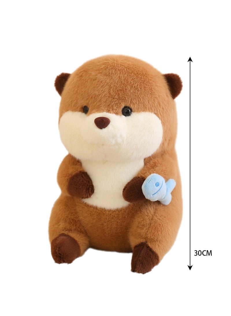 Cartoon Capybara Doll Loves to Eat Fish Children's Plush Toy Pillow (Capybaras Love To Eat Blue Fish) - Image 2