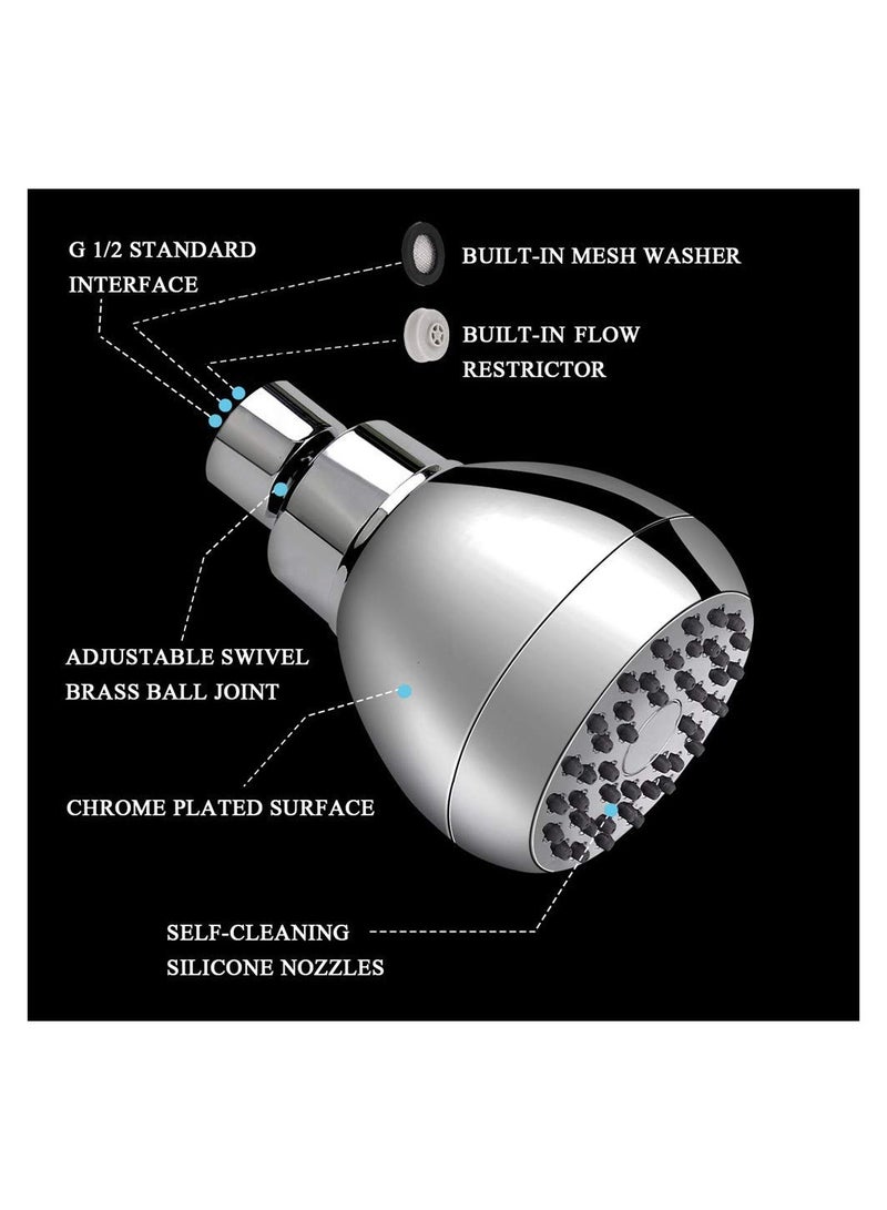 SYOSI High Pressure Shower Head 3 Inches Anti-clog Anti-leak Fixed Showerhead Chrome with Adjustable Swivel Brass Ball Joint for Relaxing and Comfortable Shower Experience - Image 3