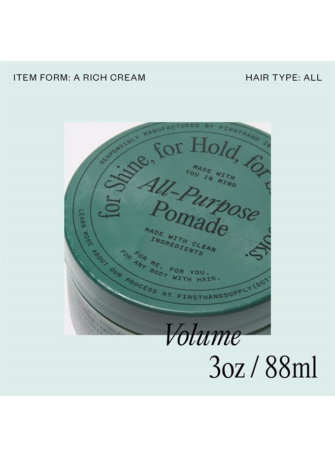 Firsthand Supply All-Purpose Hair Pomade - Clean & Non-toxic Hair Care Ingredients - Gives a Low Shine, Shape and Firm Hold To Your Hair - 3oz (88ml) - Image 3