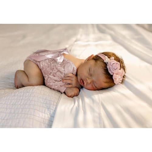 ForBaysy Newborn Photography Props Outfit Lace Romper with Cute Flower Headband Newborn Dress Posing Props - Image 3