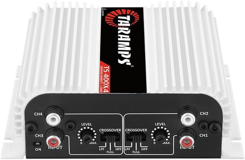 Taramp's مضخم صوت سيارة كامل النطاق 400 وات RMS 4 قنوات، 2 قنوات متصلة، إدخال RCA فئة D، طاقة الإخراج، نظام مضخم صوت متعدد القنوات، صغير - TS400X4 - Image 4