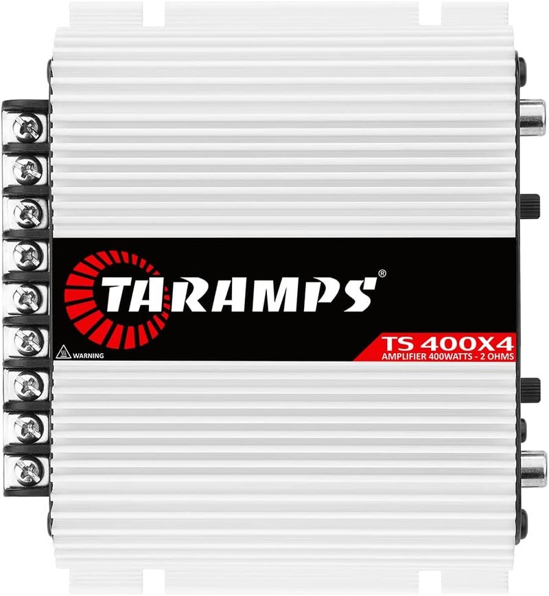 Taramp's مضخم صوت سيارة كامل النطاق 400 وات RMS 4 قنوات، 2 قنوات متصلة، إدخال RCA فئة D، طاقة الإخراج، نظام مضخم صوت متعدد القنوات، صغير - TS400X4 - Image 1
