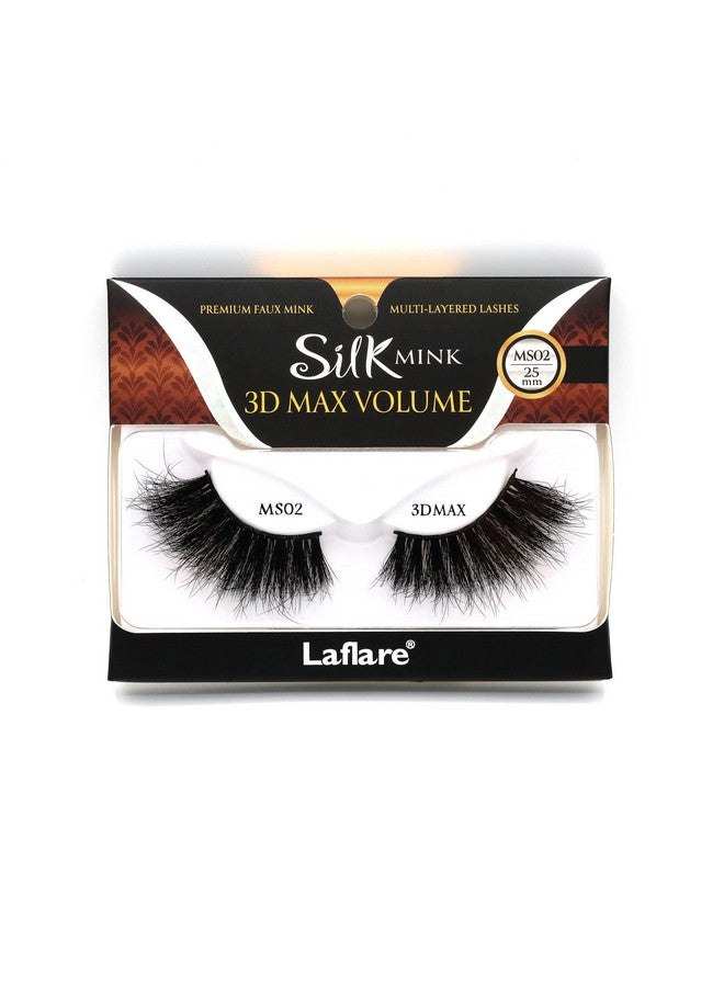 Laflare 3D Silk Mink Max Volume Premium Faux Mink 25Mm Extra Long Eyelashes, Cat Eyes, Wispy, Fluffy, Soft As Mink, Multilayered Dramatic Volume False Lashes  (Lfmsms02) - Image 1