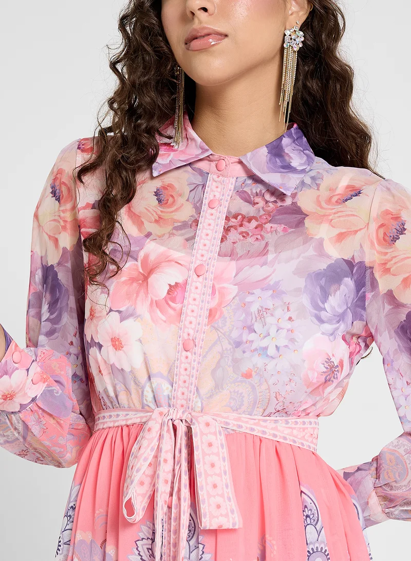 Khizana Floral Chiffon Dress