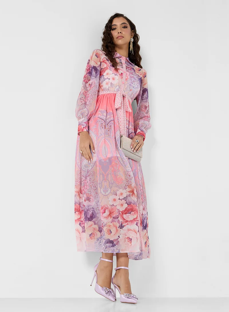 Khizana Floral Chiffon Dress