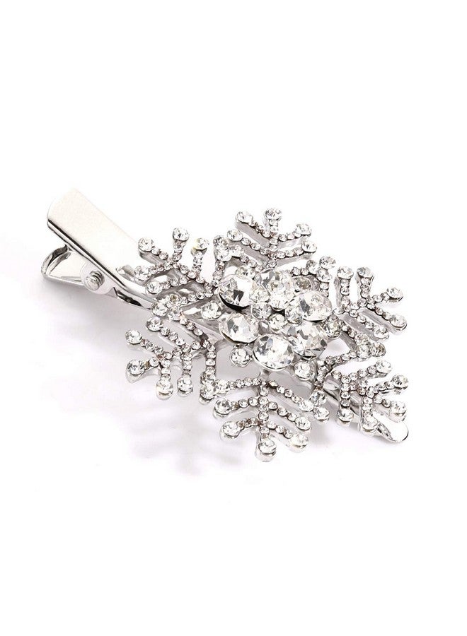 VOGUEKNOCK Snowflake Hair Clips Xmas Holiday Sparkly Rhinestone Snowflake Hairpin (Silver) - Image 3