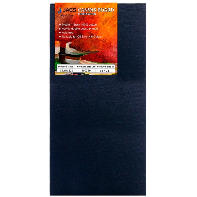 53ARTS Cotton Canvas Board Medium Grain Board Black Pack of 3 12 X 24 INCHES