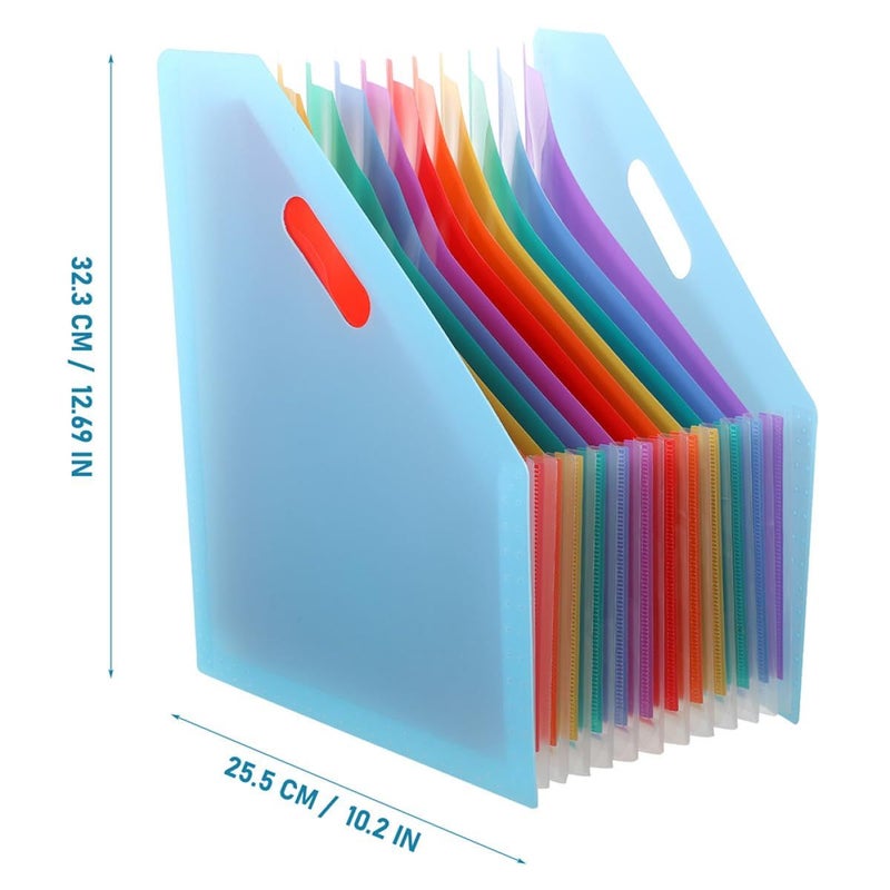 2pcs Blue A4 Large Capacity Expanding Accordion File Folder Stand Up Document Organizer - Image 3