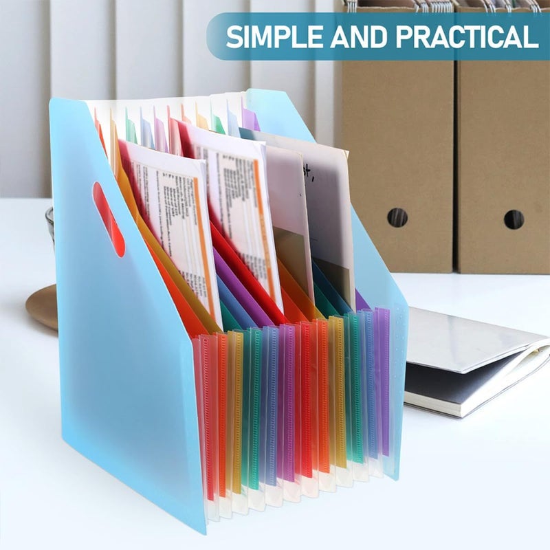 2pcs Blue A4 Large Capacity Expanding Accordion File Folder Stand Up Document Organizer - Image 4