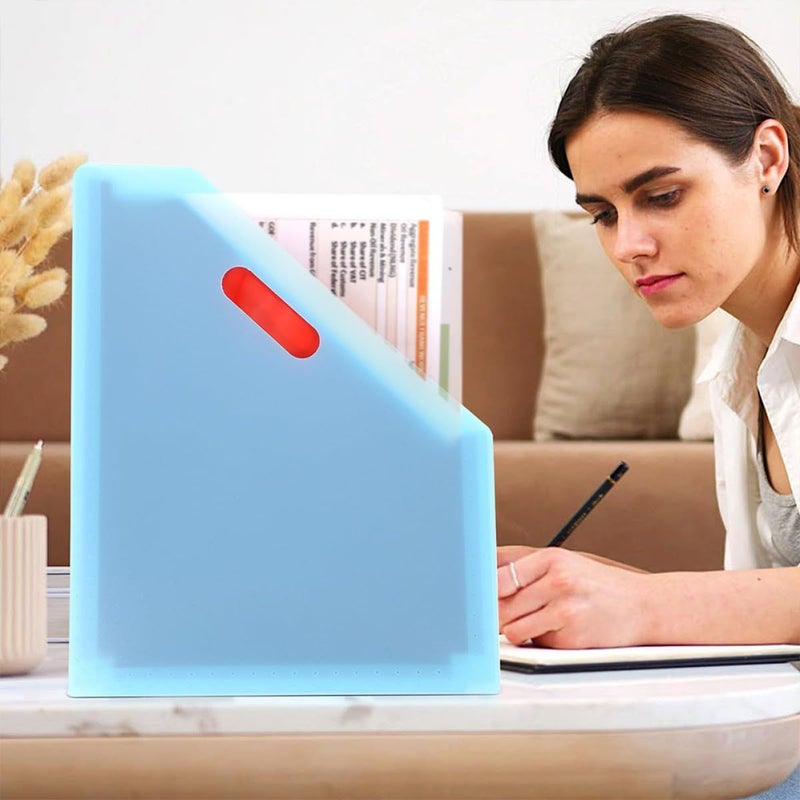 2pcs Blue A4 Large Capacity Expanding Accordion File Folder Stand Up Document Organizer - Image 5