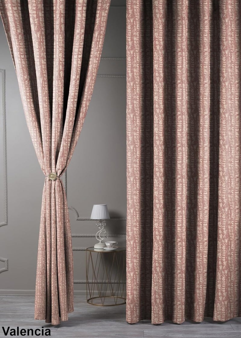 Casableu Valencia Polyester Eyelets (Steel) Blackout Curtains with Tie Back, Bedroom Living Room (Pack of 2) (M Pink, 7 feet) - Image 5