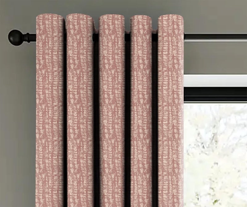 Casableu Valencia Polyester Eyelets (Steel) Blackout Curtains with Tie Back, Bedroom Living Room (Pack of 2) (M Pink, 7 feet) - Image 2