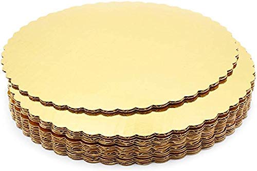 BIG BOX 2 Size Combo 9 Inch 10 Inch 8 Piece Total Golden Mousse Cake Boards Cake Paper Plates Dessert Board Base Grease For Wedding Birthday Round - Image 2