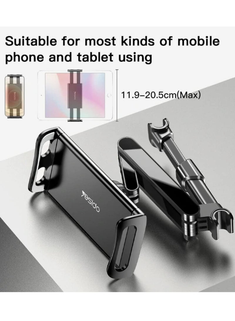 C117 Car Tablet Headrest Mount Tablet Holder For Car Seat 360 Degree Rotation Compatible With 4.7Inch To 12.9 Inch, Compatible With Tablets/Iphone 13/Ipads/Smartphones - Image 5