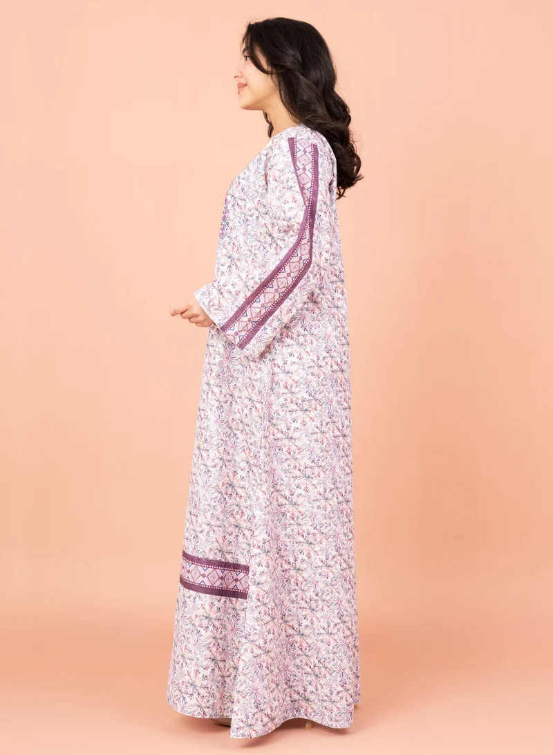 IKKXA Modern Embroidery Jalabiya IN035 Purple