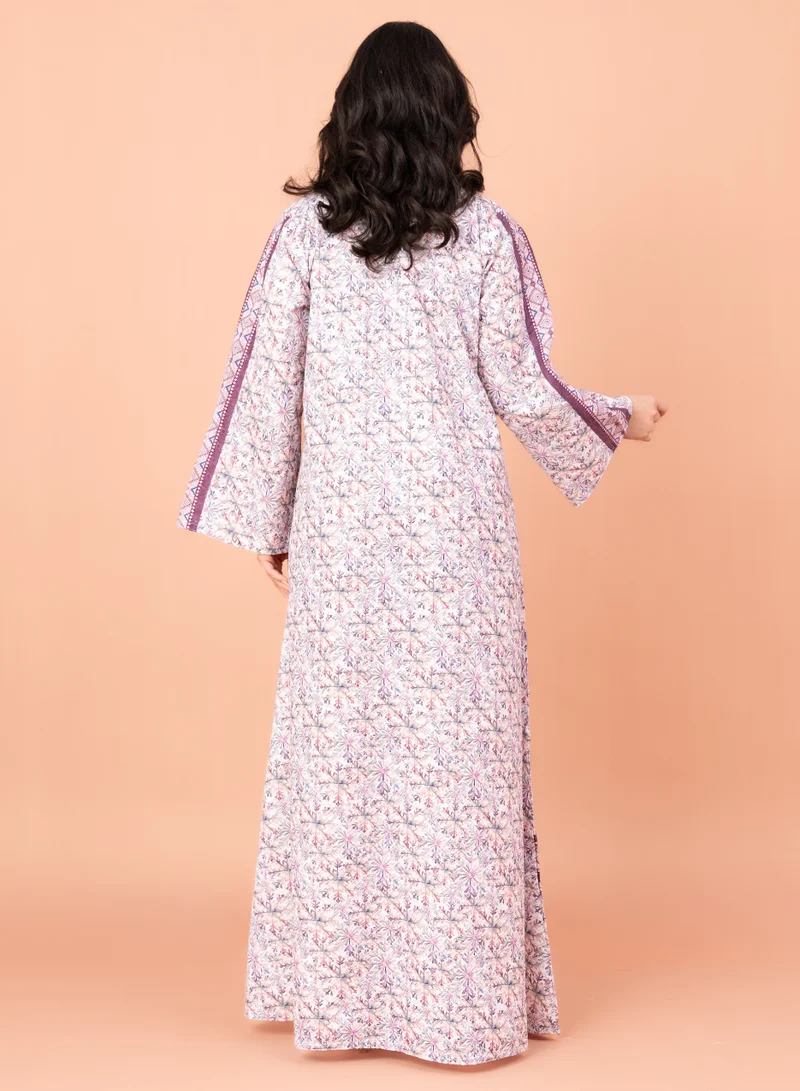 IKKXA Modern Embroidery Jalabiya IN035 Purple