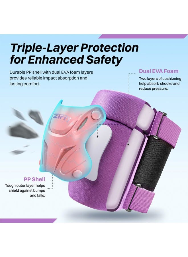ZIFFY Adjustable Toddler/Youth Knee and Elbow Pads for Kids 3-8 Years, Breathable Child Protective Gear Set, Designed for Roller Skates, Skateboard, Cycling , Scooter Riding, 2 Sizes，4 Colors - Image 3