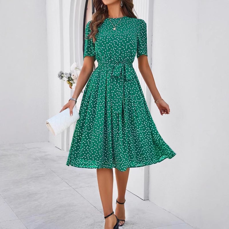 Women's Polka Dot Print A-Line Dress - Image 2