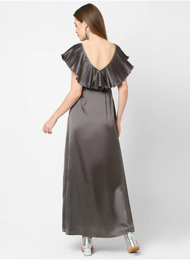 Mish Satin Ruffle Maxi Dress