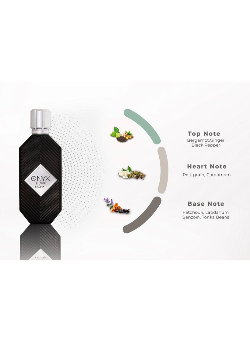 خدلج عطر أونيكس سيلفر ١٠٠ مل، ماء عطر للرجال والنساء - Image 4