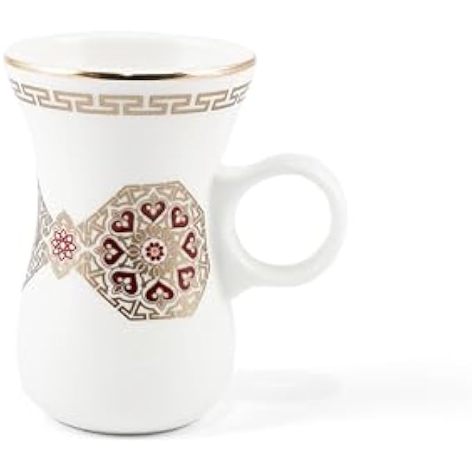 rayihni Golden Red Pattern Porcelain Tea And Coffee Serving Set 51Pieces Ivory - Image 5